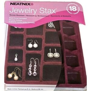 Neatnix Jewelry Stax 18-Compartment Burgundy Modular Storage Tray NEW Sealed